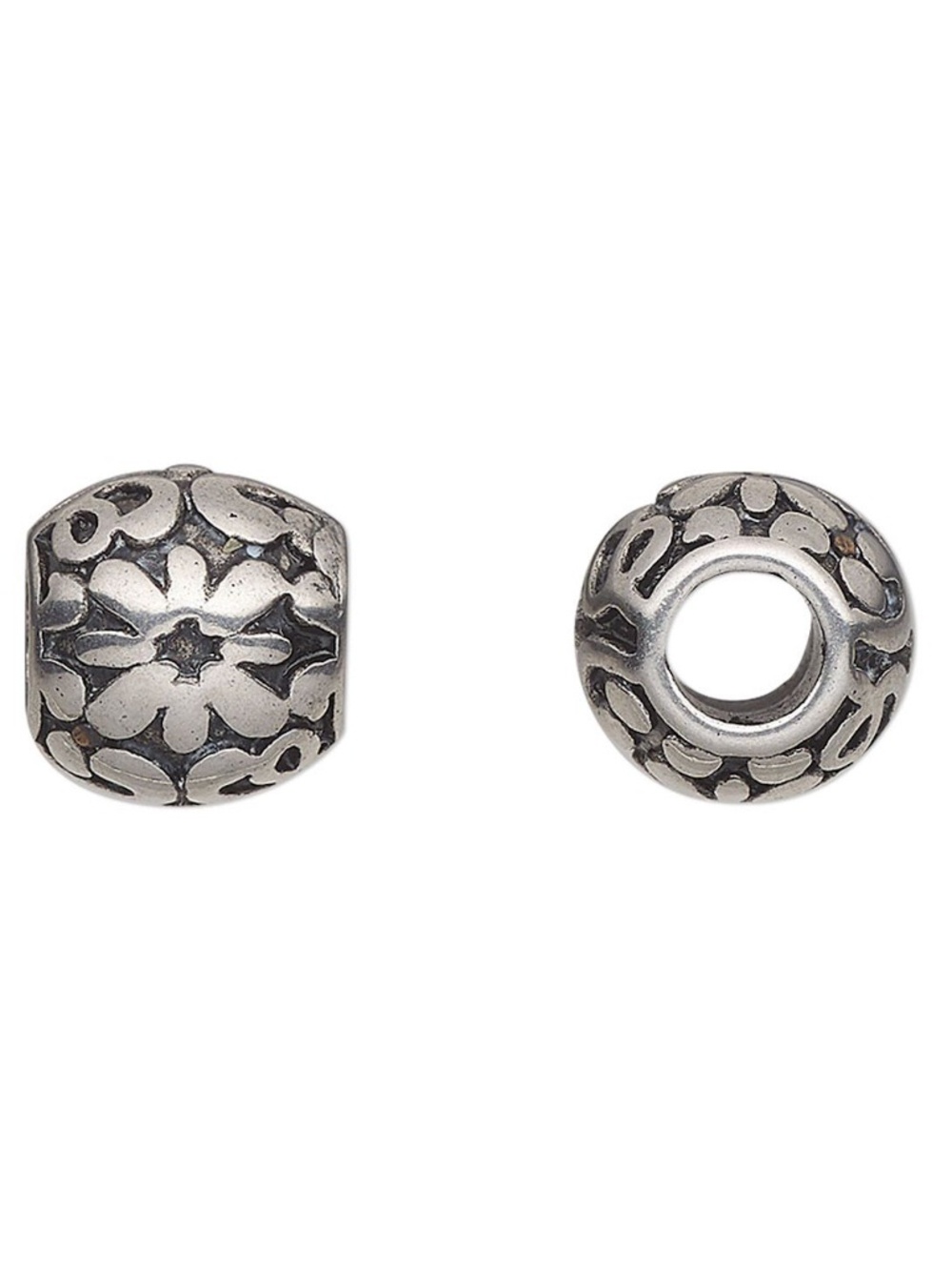 Stainless Steel Floral Charm Bead Spacer 5mm Hole Fits Bracelet or Necklace